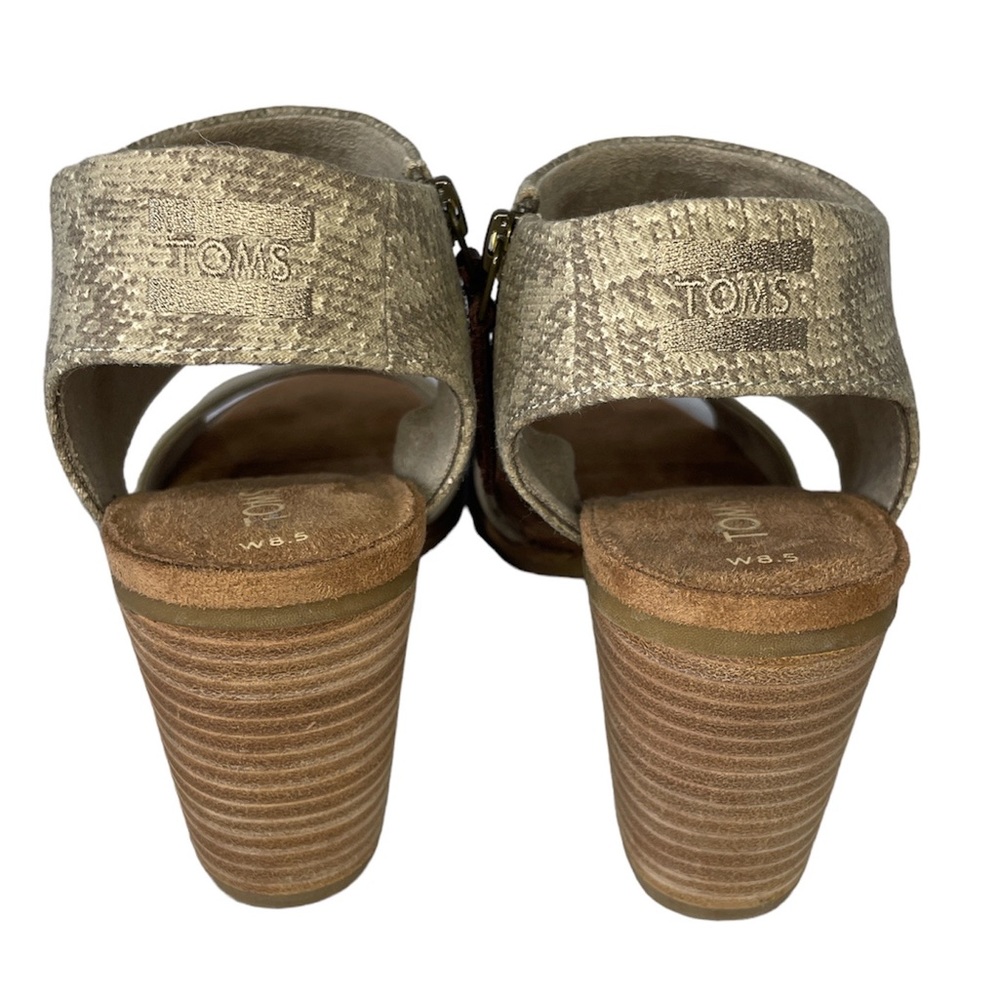 Toms Majorca Cutout Block Heel Sandal - Beige / Snakeskin 8.5 - Picture 4 of 7